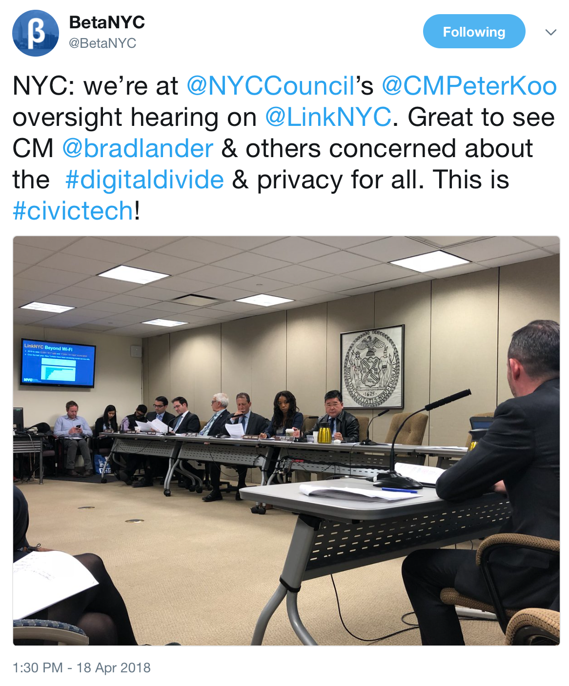 BetaNYC's Testimony to NYC Council's Technology Committee