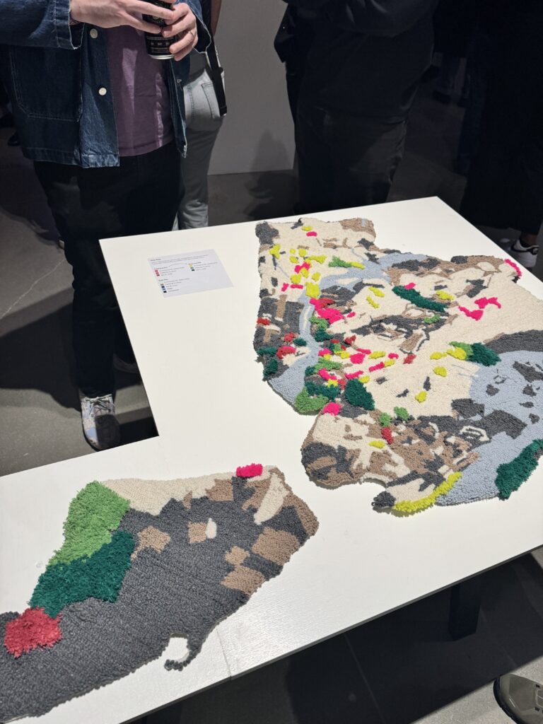 A multicolor cloth map from the Data Through Design exhibition.