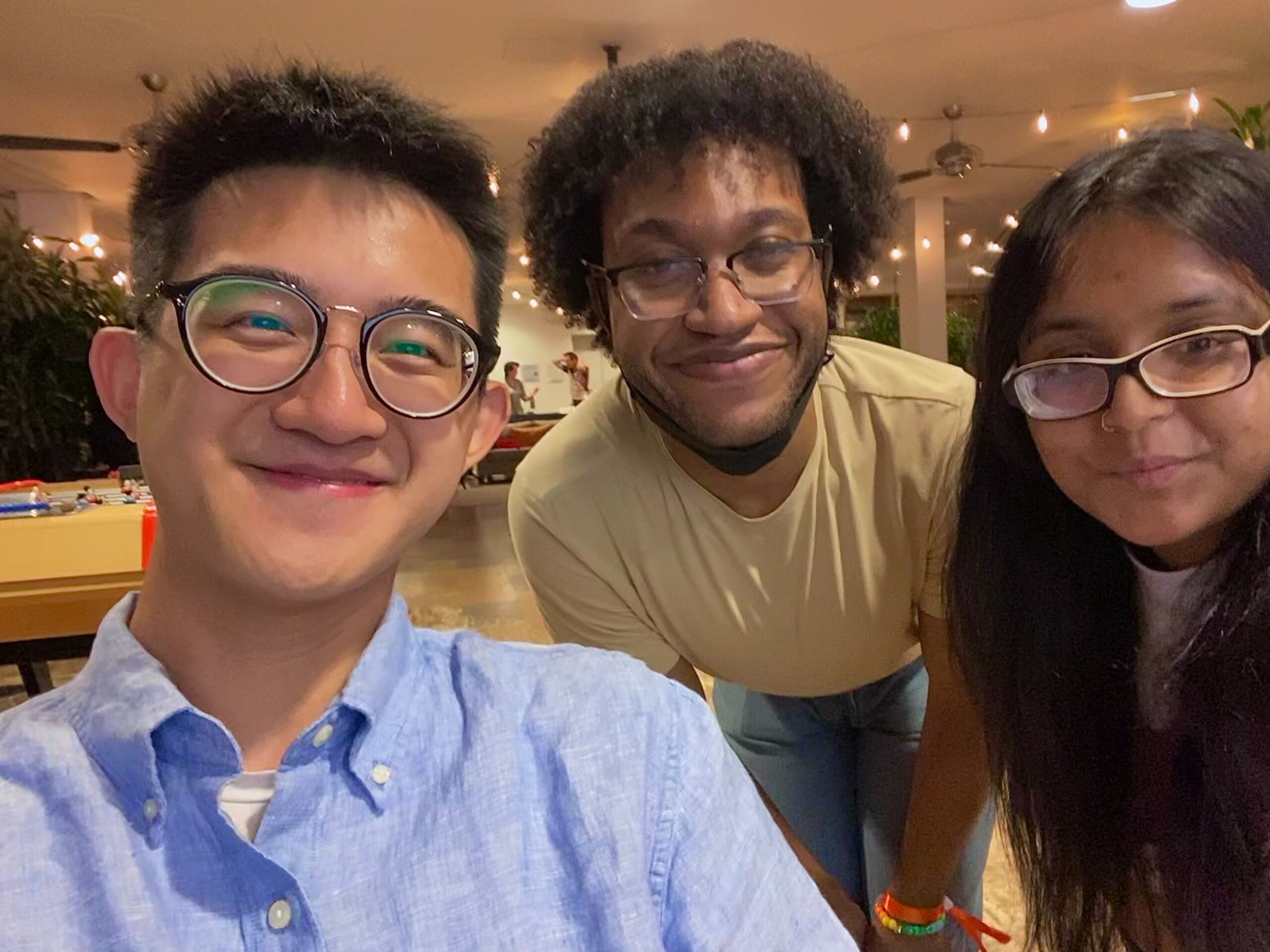 BetaNYC's Dimitri and Naeema pose with Zhi, a long-time friend of BetaNYC at Open Plans' Young Professionals Networking event.