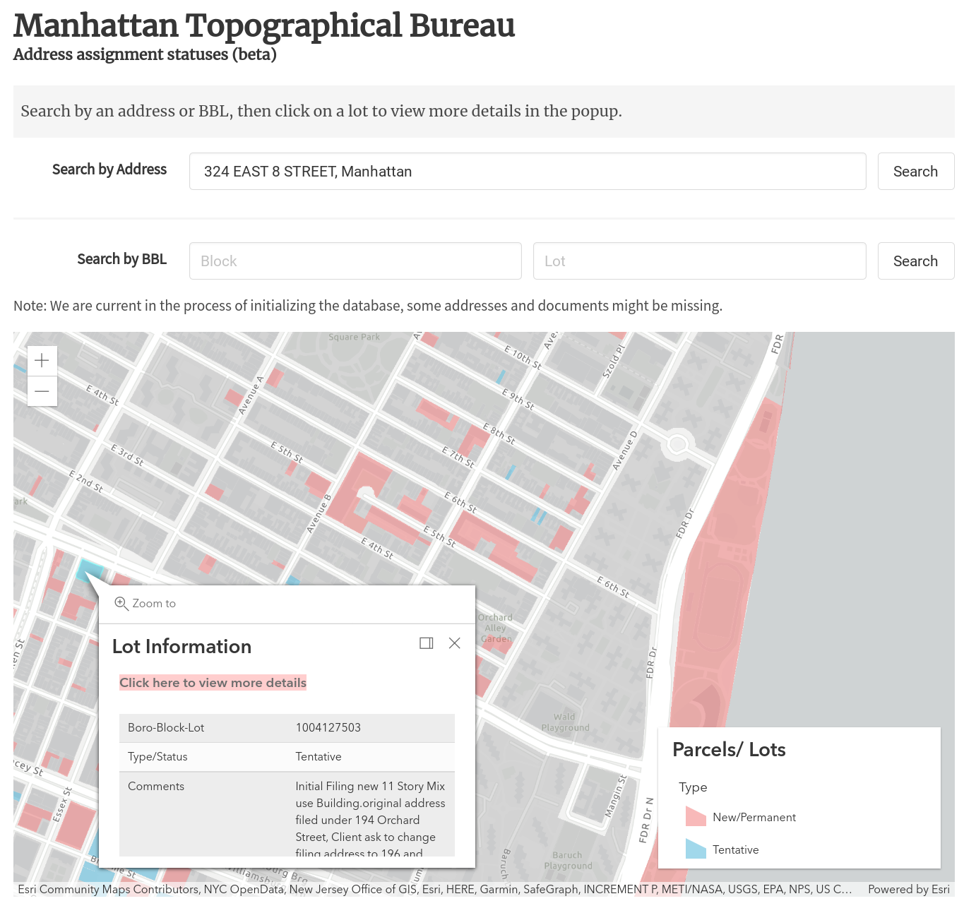 Topographic Address Assignment Database BetaNYC